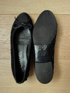 Chanel Black Sequin Tweed Ballet Flats